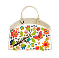 Transparent white leather handbag with colorful leather flowers - PhotoDune Item for Sale