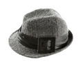 Grey knit wool fedora hat with broad hatband and leather buckle - PhotoDune Item for Sale