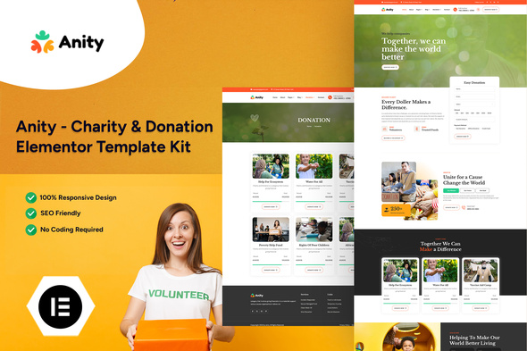 Anity - Charity & Donation Elementor Template Kit