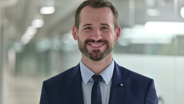 Portrait of Smiling Businessman Looking at Camera