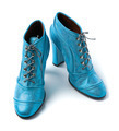 Sky blue metallized leather high heels booties - PhotoDune Item for Sale
