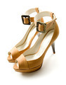 Elegant ankle strap nude peep toe bone stilettos pair - PhotoDune Item for Sale