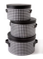 Set of houndstooth check and black leather bandboxes - PhotoDune Item for Sale