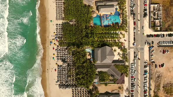 Aerial view of beach and swimming pool in Forteleza Brazil