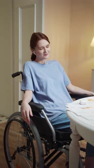 A Beautiful Disabled Woman is Listening to Music and Relaxing