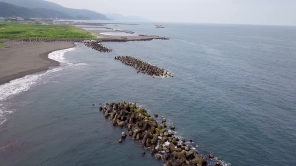 Drone fly over sea beach