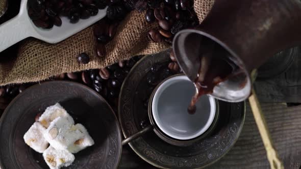 Traditional Turkish Coffee with Turkish Delight