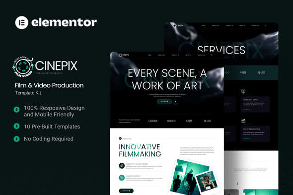 Cinepix – Film & Video Production Elementor Template Kit – 0 Sold!