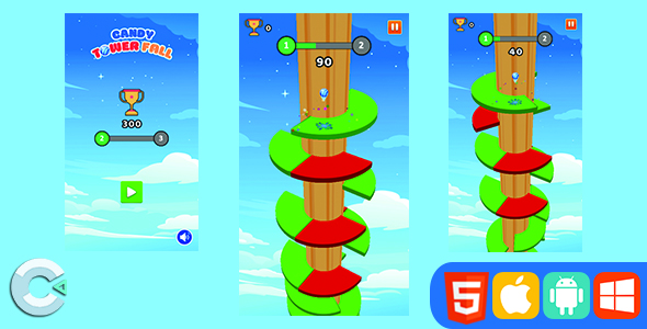 Candy Tower Fall (Construct 3 | HTML5)