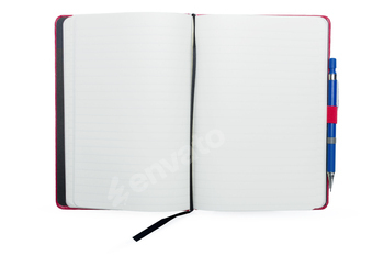 notebook on white background