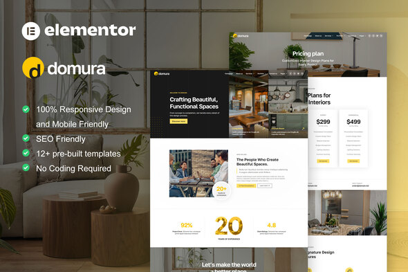 Domura - Interior Design & Architecture Elementor Pro Template Kit