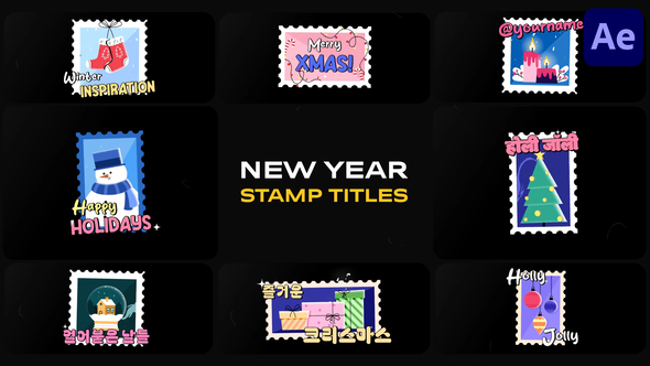 New Year Stamp Titles for After Effects alt