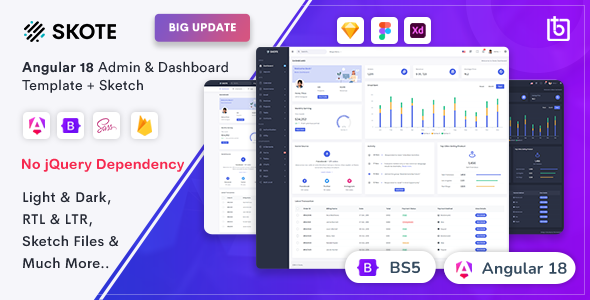 Skote - Angular 18 Admin & Dashboard Template + Sketch