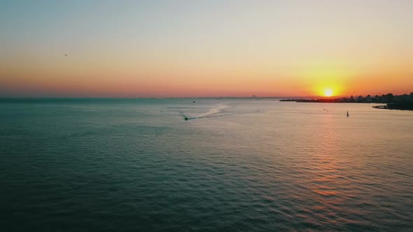 Yacht On Sunset