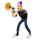 Animated Male 3D Character Shouting Through Megaphone - 3DOcean Item for Sale