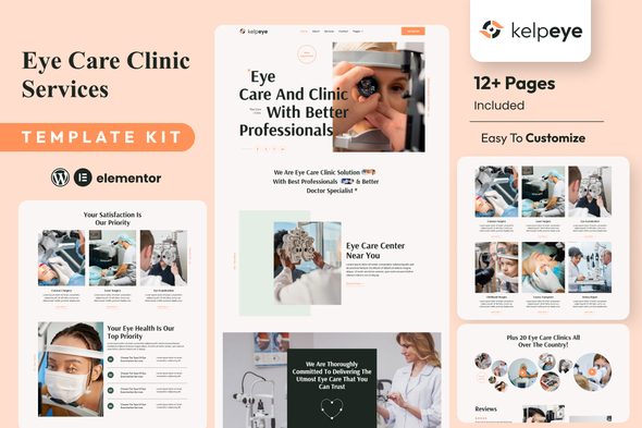 Kelpeye – Optometrist & Eye Care Elementor Template Kit – 0 Sold!