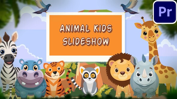 Children's Slideshow with Jungle and Savannah Animals MOGRTs For Premiere Pro