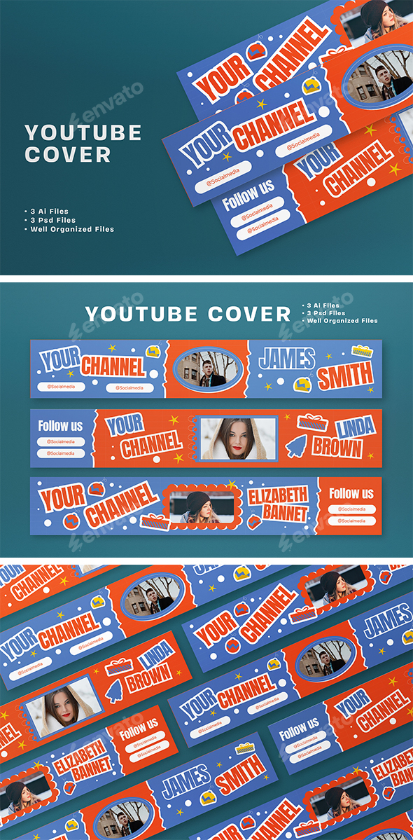 Orange Blue Scrapbooking Youtube Banner