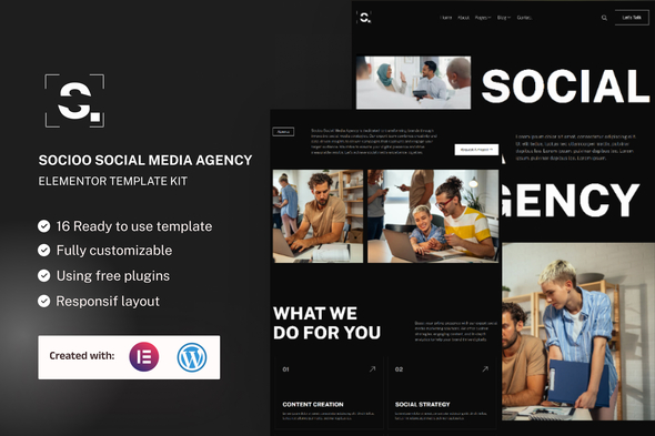 Socioo - Social Media Agency Elementor Template Kit