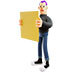 Male 3D Character Holding Blank Yellow Board - 3DOcean Item for Sale