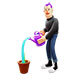 Male 3D Character Watering Plant with Purple Watering Can - 3DOcean Item for Sale