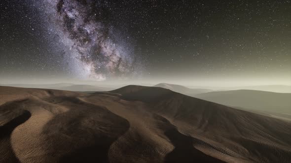 Amazing Milky Way Over the Dunes Erg Chebbi in the Sahara Desert alt