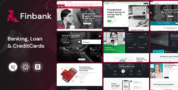 Finbank – Banking and Finance React Next Js Template – 0 Sold!