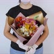 Woman in the Hand Gloves and Mask Holding Colorful Flowers Bouquet of Alstroemeria on White - VideoHive Item for Sale