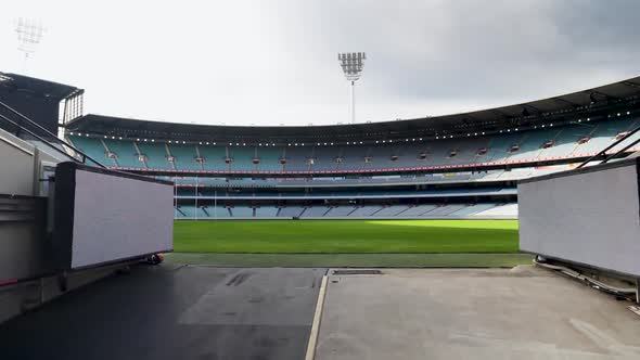 Revealing the famous Melbourne Cricket Ground, empty during the COVID lockdown in Australia.