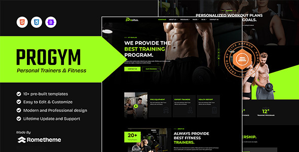 Progym – Personal Trainers & Fitness HTML Template – 0 Sold!