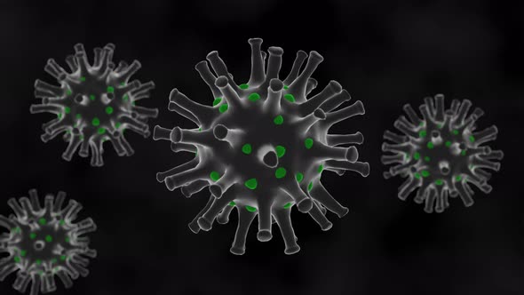 Coronavirus bacteria 3D animation background. Render microscopic particles in 4K.