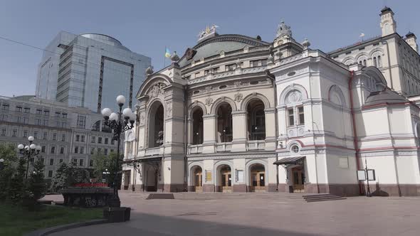 Kyiv. Ukraine: National Opera of Ukraine. Aerial View, Flat, Gray