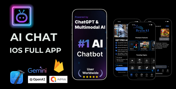 BrainAI - AI Chat Powered by OpenAI (ChatGPT), GPT4o & Google AI | IOS Native SwiftUI Source Code