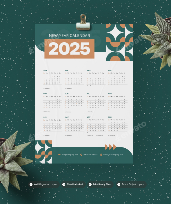 Green Geometric - Calendar