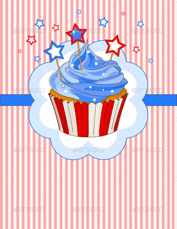Patriotic Cupcake Place Card