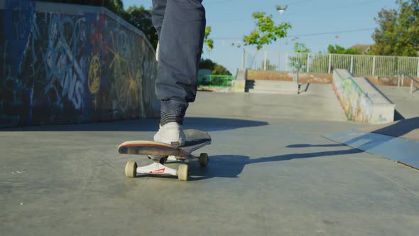 Skating in a skatepark