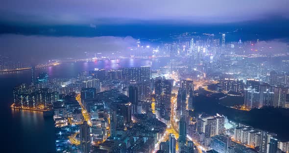 Hong Kong city at night, timelapse