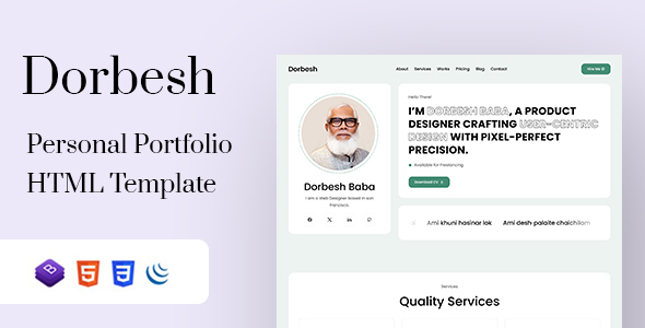 Dorbesh – Personal Portfolio Template – 0 Sold!