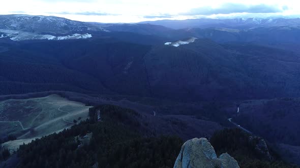 Aerial View Of Mountain Sunset