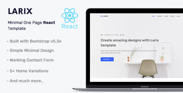 Larix - React Landing Page Template