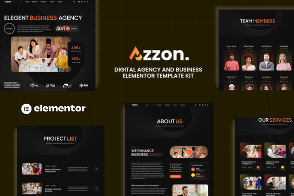 Azzon - Digital Agency & Business Elementor Template Kit