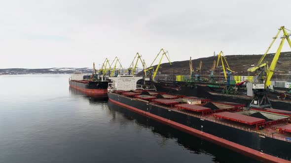 Sea View to Ship That Has Finished Loading Coal and Preparing to Sail Avay From Port