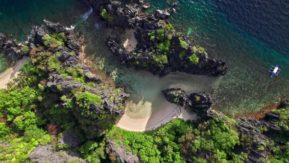 Drone Of Trees Cliffs And Coastline On Island