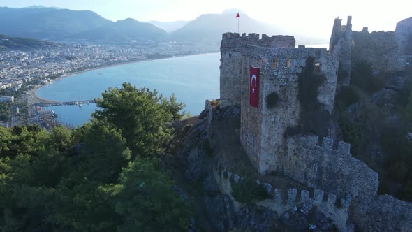 Alanya Castle - Alanya Kalesi Aerial View. Turkey