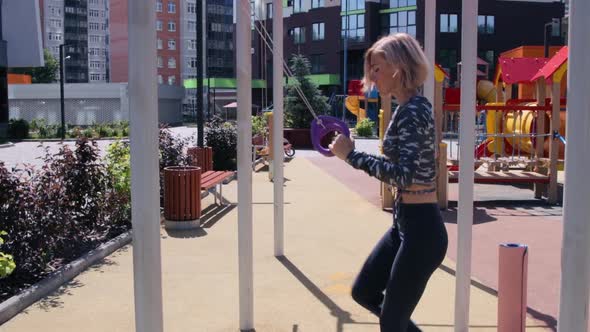 Woman's outdoor workout in summer