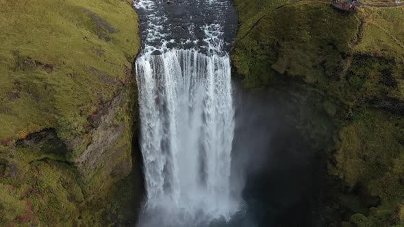 big waterfall in iceland mountains