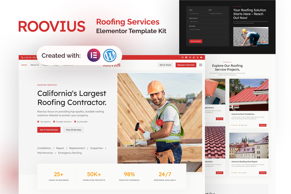 Roovius - Roofing Services Elementor Template Kit