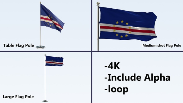 Cape Verde Flag Pole Pack 4k-Loop alt