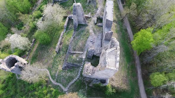 Aerial video of Schenkenberg castle ruins, Aarau, Switzerland