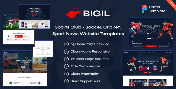 Bigil - Sports Coach & Acadamy Figma Template